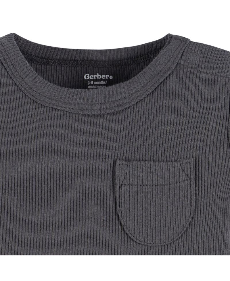 Baby Boys 2-Pack Bodysuit and Shorts Set, Dark Grey, 0-3 Months