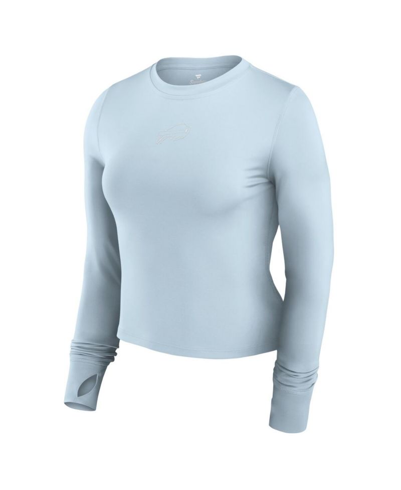 Women's Light Blue Buffalo Bills Studio Fitted Long Sleeve Gym Top