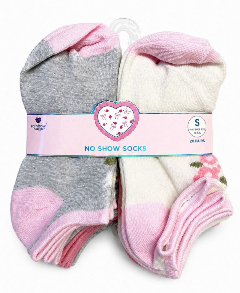 Girls' 4-8.5 Low Cut Socks, 20-Pack