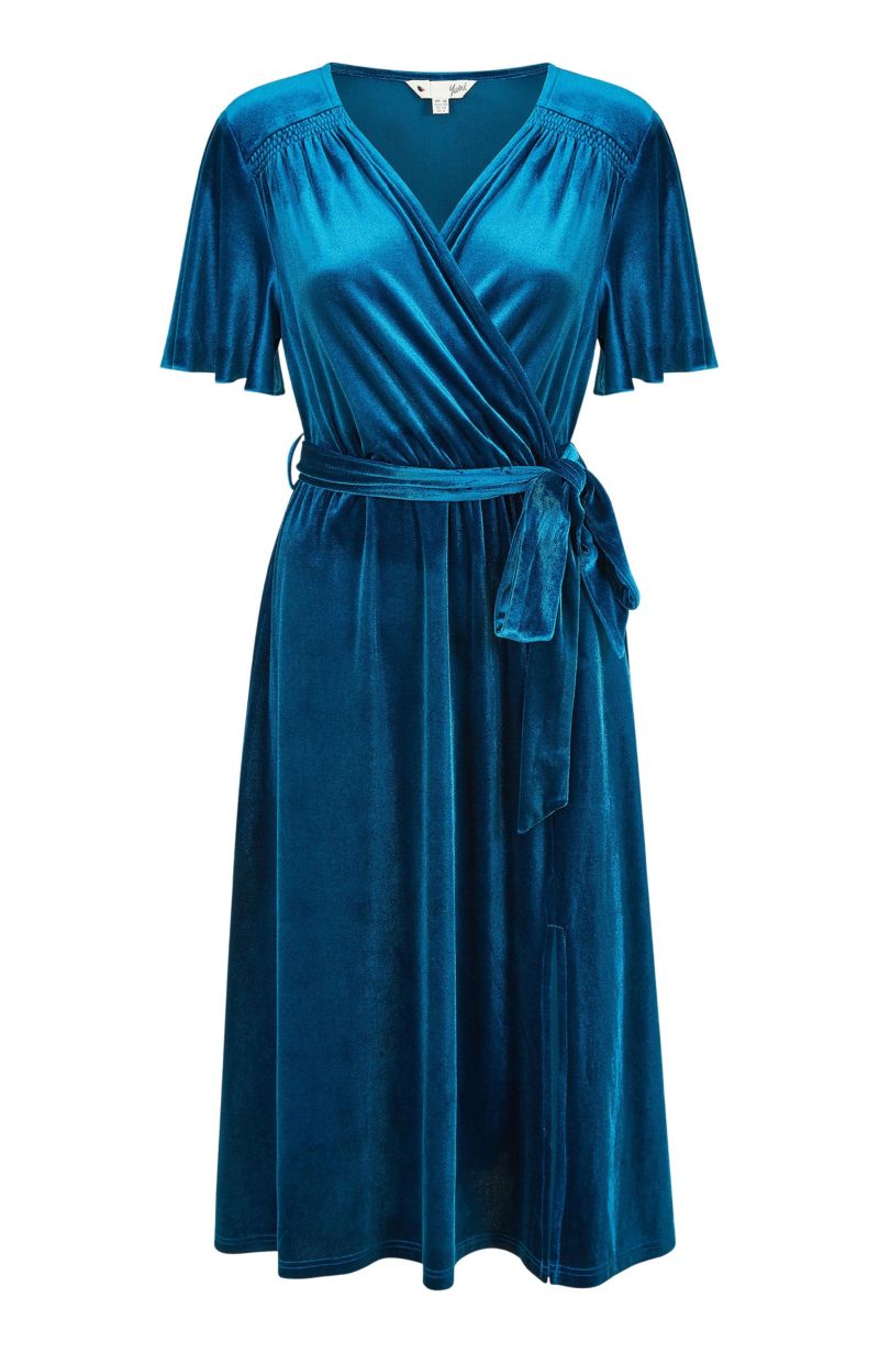 Women's Velvet Split Hem Midi Dress