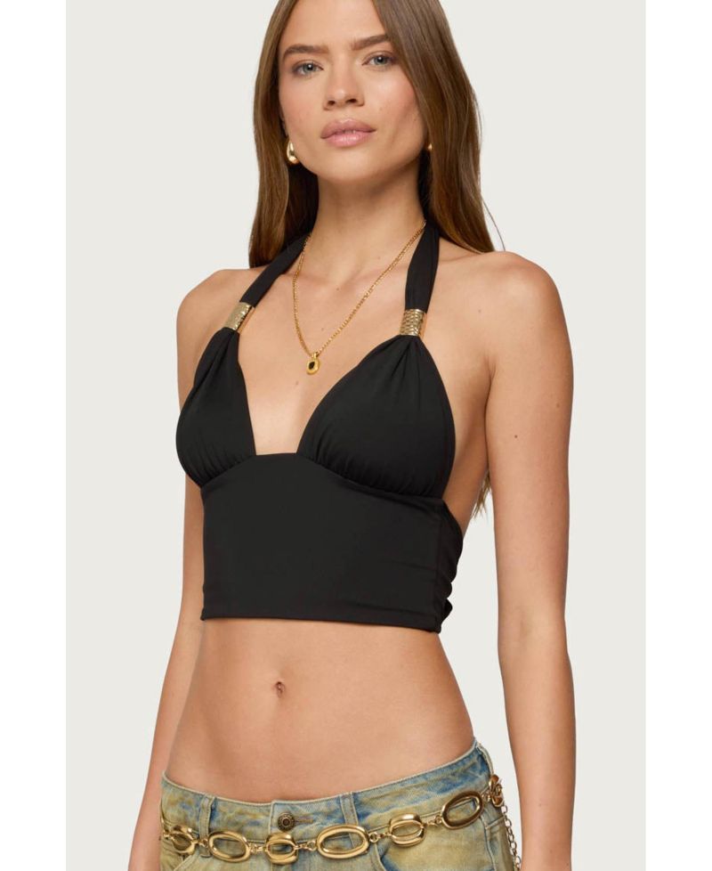 Women's Aiva Backless Plunge Neck Halter Top