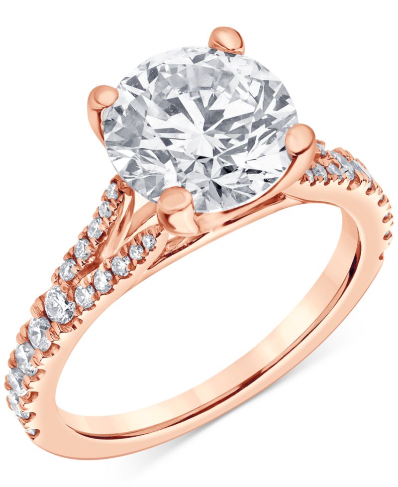 Certified Lab Grown Diamond Split Shank Engagement Ring (3-3/8 ct. t.w.) in 14k Gold