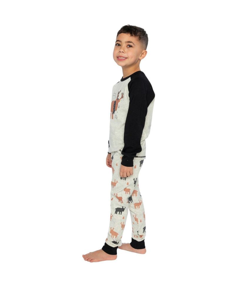 Little and Big Boy 6-12 Cotton Two Piece Pajama Set Elk Print