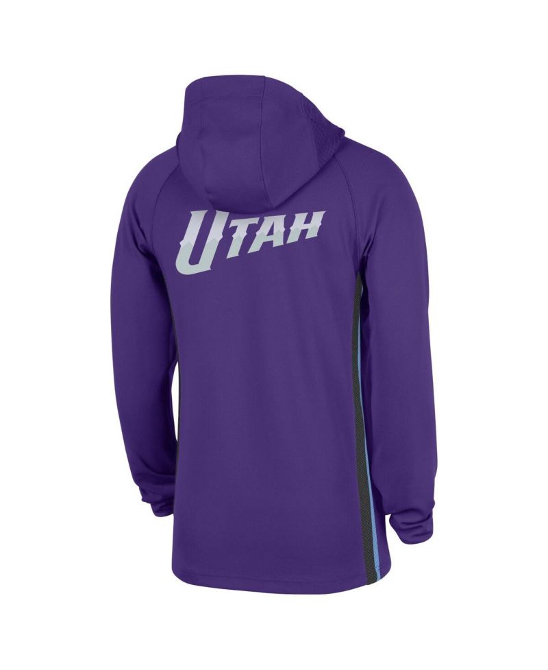 Men's Purple Utah Jazz Authentic On Court Zone Quarter-Zip Dri-FIT Hoodie Jacket