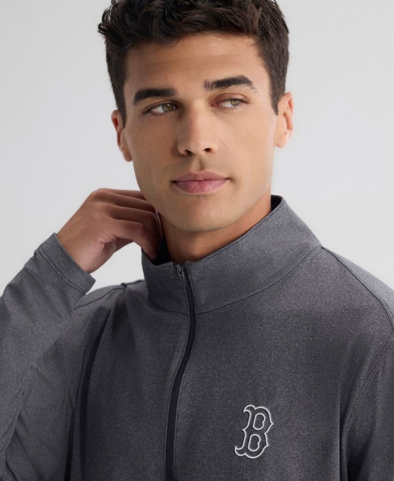 Men's Charcoal Boston Red Sox Clutch Quarter-Zip Pullover Sweatshirt