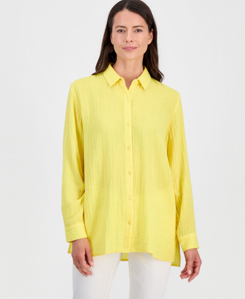 Women's Cotton Striped Long-Sleeve Shirt