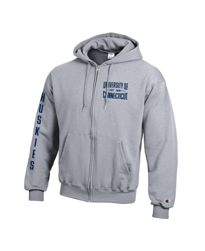 Men's Heather Gray UConn Huskies Varsity Power Blend Full-Zip Fleece Hoodie