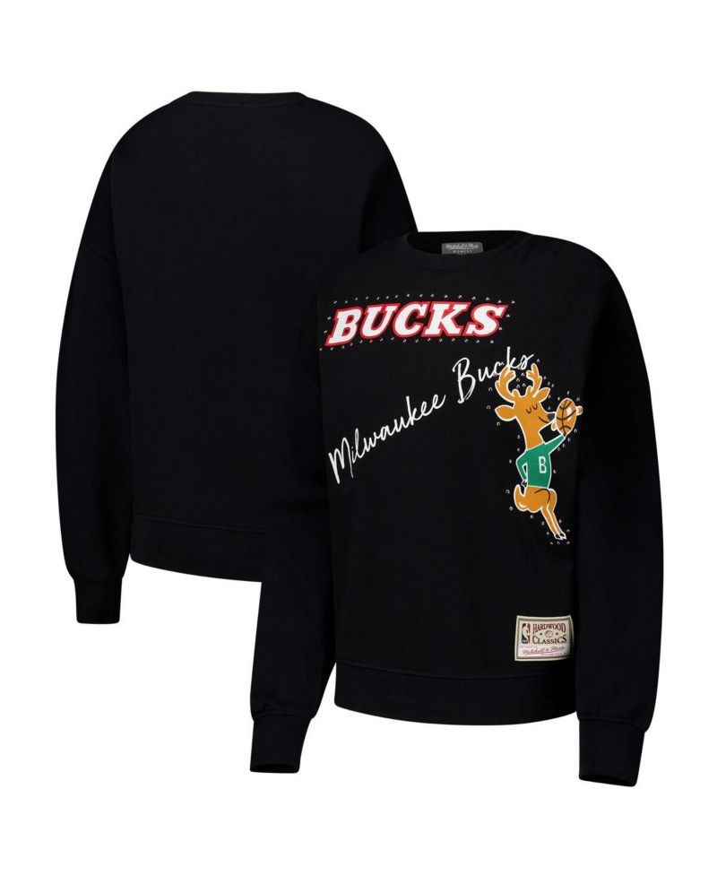Women's Black Milwaukee Bucks Hardwood Classics Home Team Pullover Sweatshirt