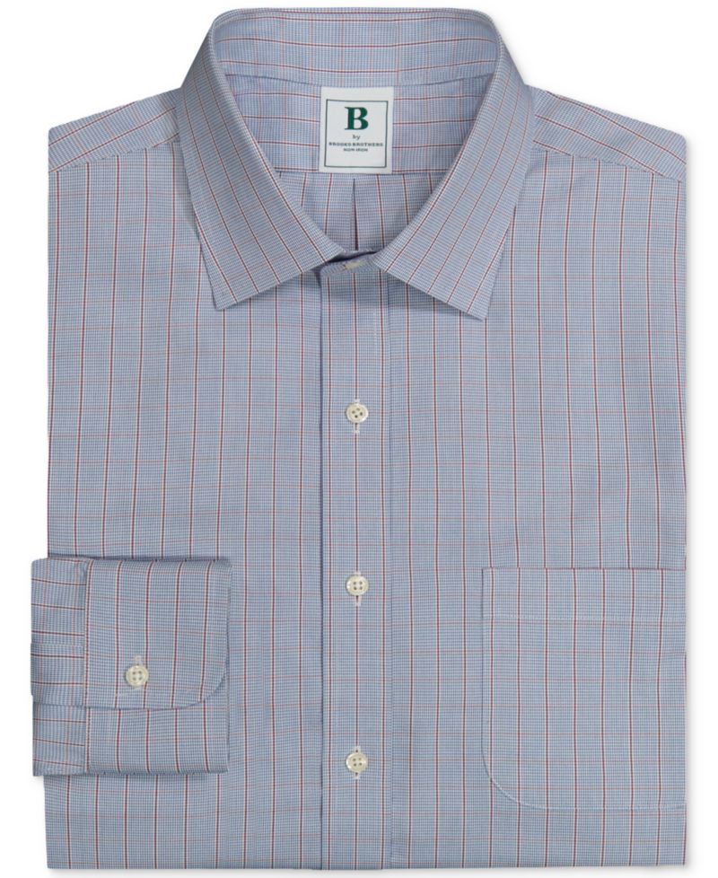Men's Regular-Fit Spread Collar Grid Check Dress Shirt