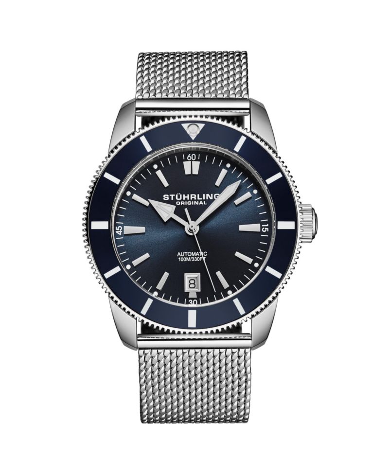 Mens Marinier 4079 Automatic 42 mm Dive Watch with Sunray Dial and Mesh Bracelet