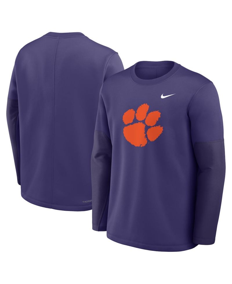 Men's Purple Clemson Tigers 2025 Sideline Coach Performance Long Sleeve T-Shirt