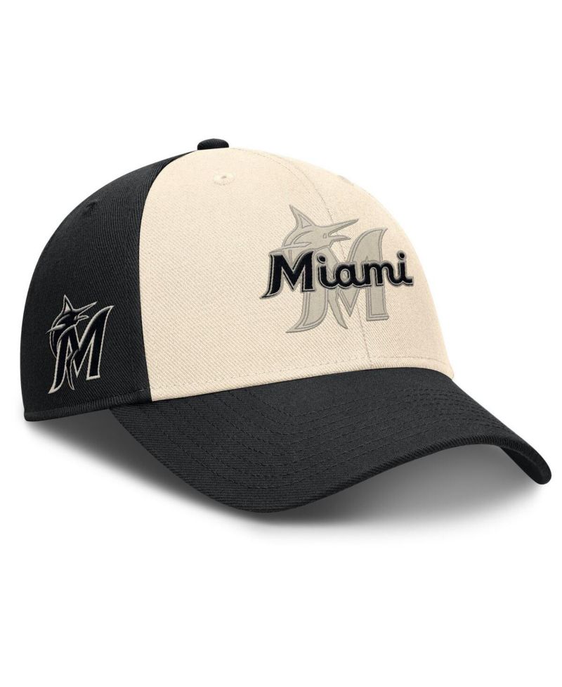 Men's Black/Natural Miami Marlins Statement Club Performance Adjustable Hat