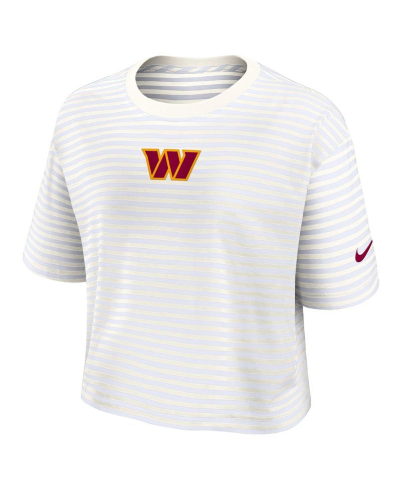 Women's Washington Commanders Striped Cropped Scoop Neck T-Shirt