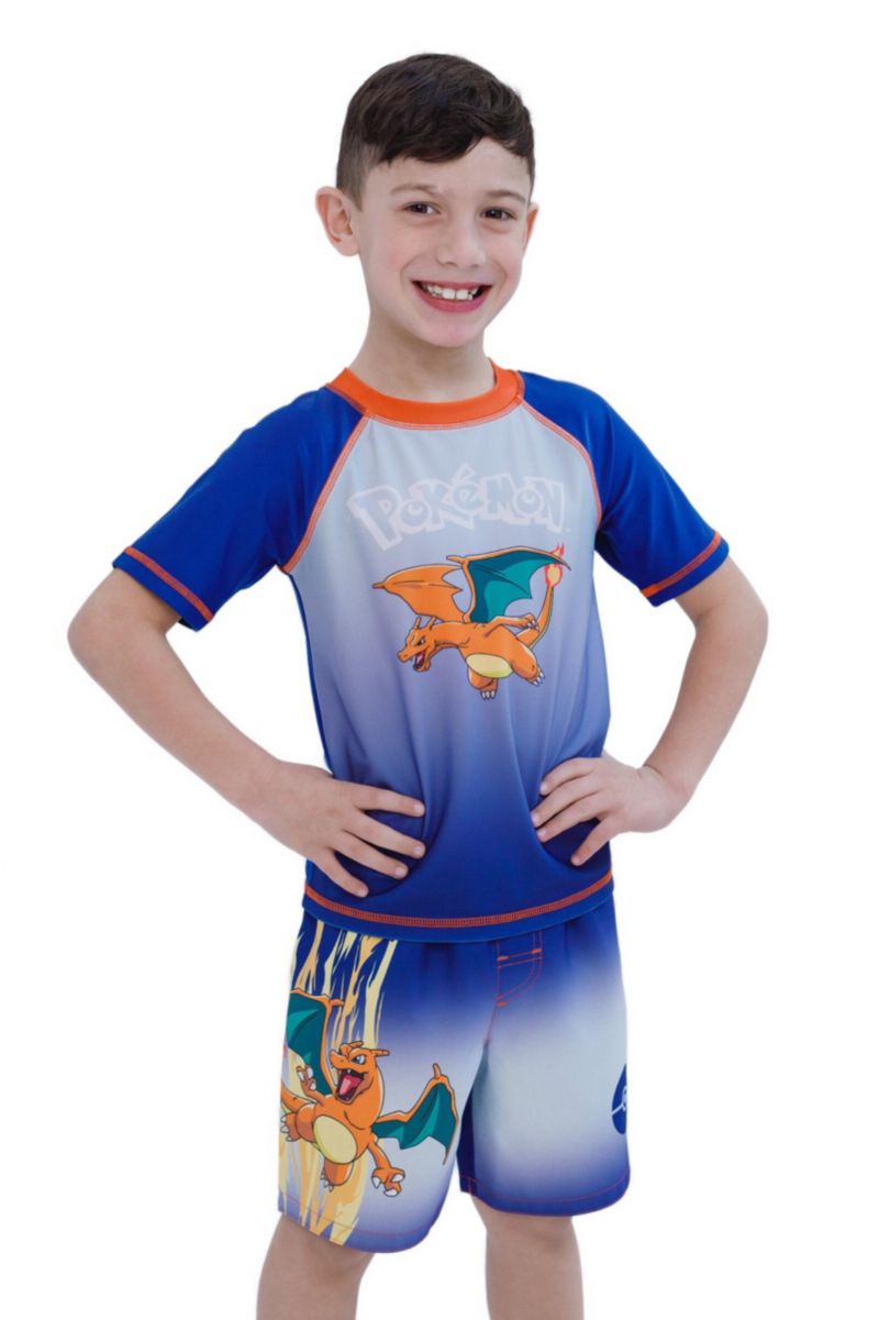 Boys' 2-Piece Swimwear Rash Guard and Swim Trunks Set UPF 50+