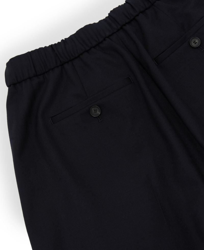 Petite Solene Pleated Drawstring Wool-Blend Wide-Leg Trousers