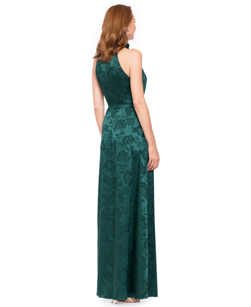 Women's Floral Mock Neck Long Gown