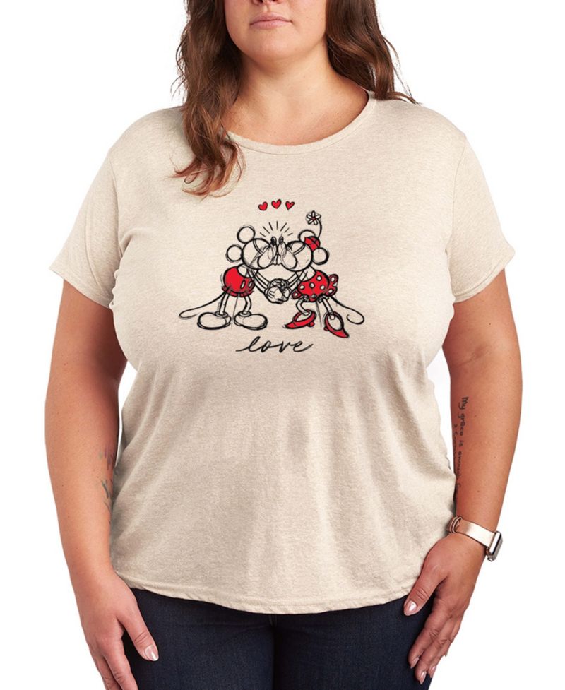 Women's Mickey Minnie Love Sketch Short-Sleeve Graphic T-Shirt