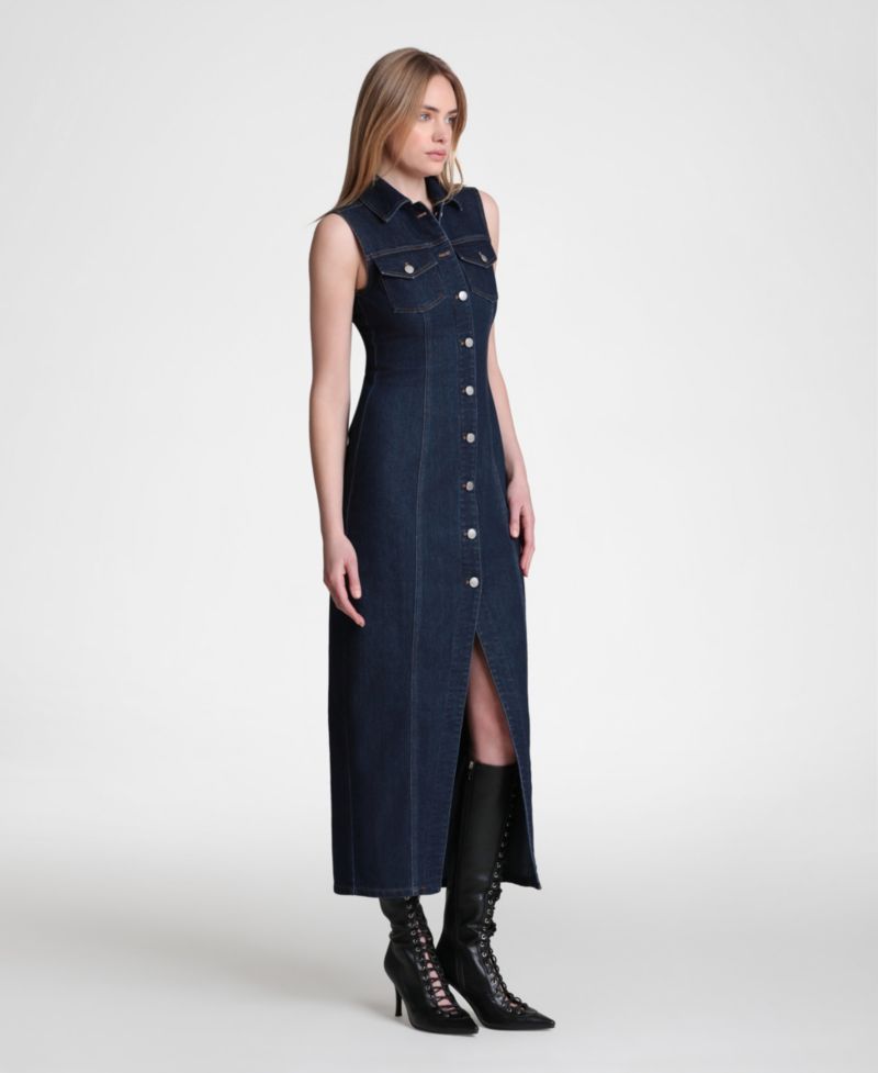 Women's Sleeveless Stretch Denim Dress