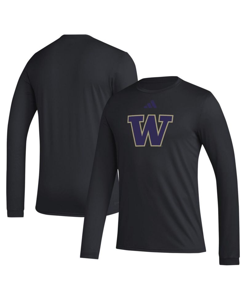 Men's Black Washington Huskies Primary Locker Logo Pre-Game Long Sleeve T-Shirt
