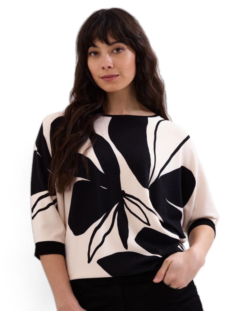 Women's Printed Round Neck Knit Faith Jumper