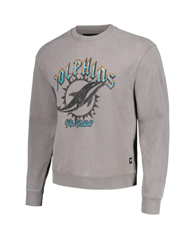 Men's and Women's Gray Miami Dolphins Distressed Pullover Sweatshirt