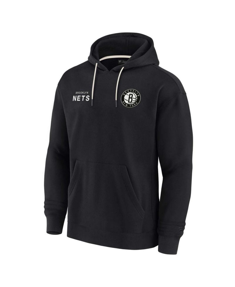 Men's and Women's Black Brooklyn Nets Super Soft Fleece Pullover Hoodie