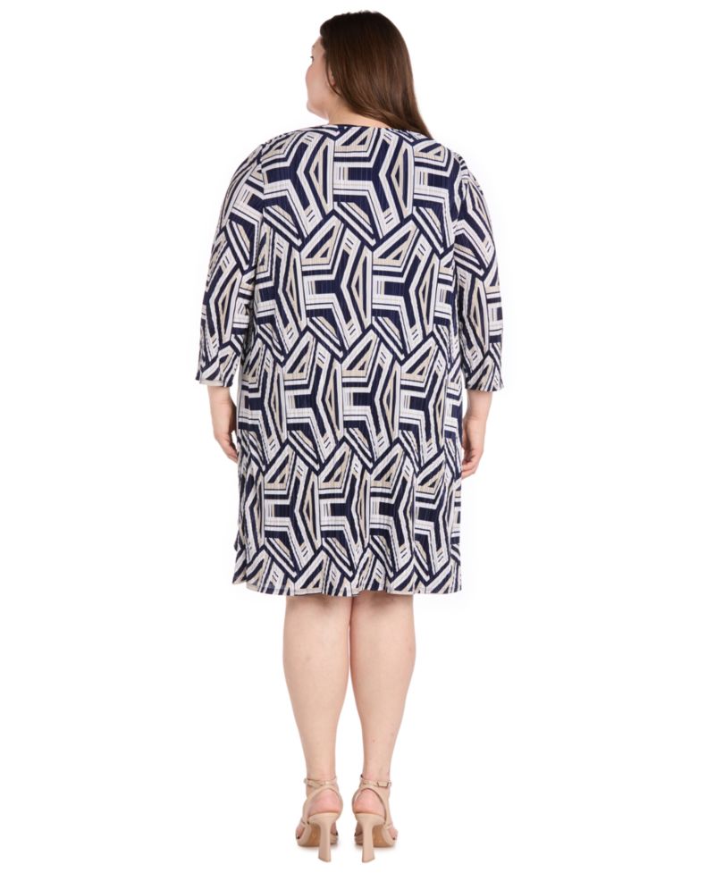 Plus Size 3/4-Sleeve Jacket Dress