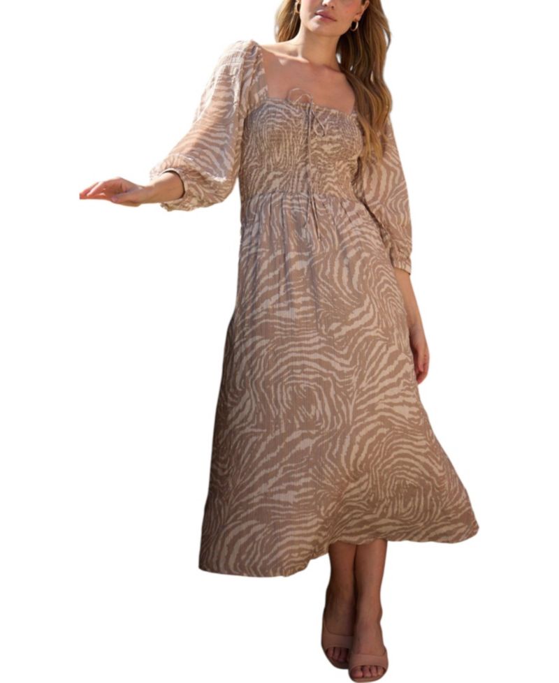Women's Lauren Shirred Bodice Banana Print Maxi Dress