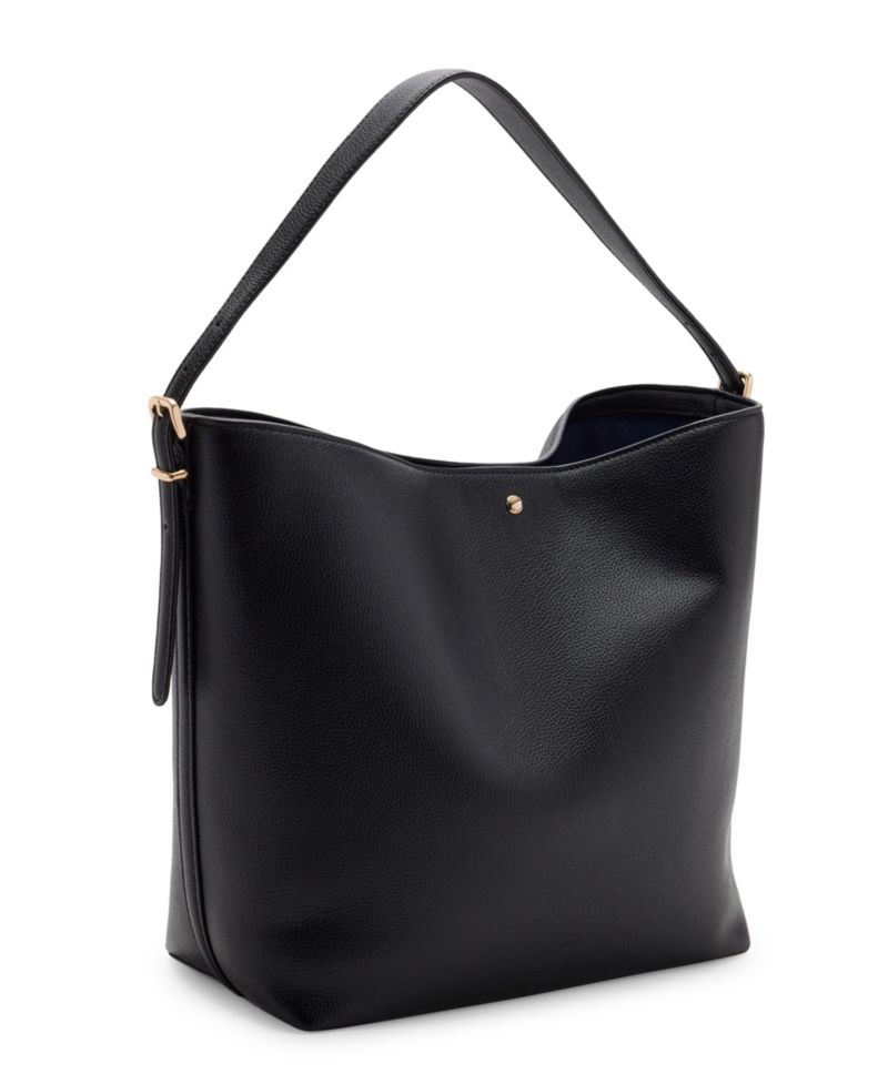 Buckle Faux Leather Adjustable Bucket Bag