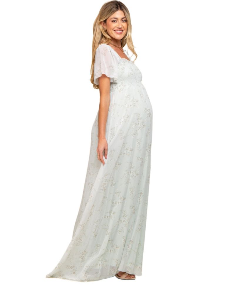 Women's Floral Smocked Chiffon Maxi Dress