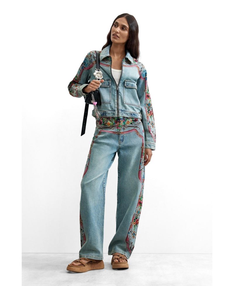 Women's High-Rise Wide-Leg Floral-Print Jeans