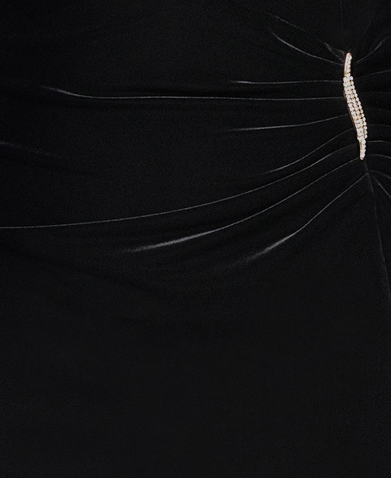 Plus Size Off-the-Shoulder Velvet Gown