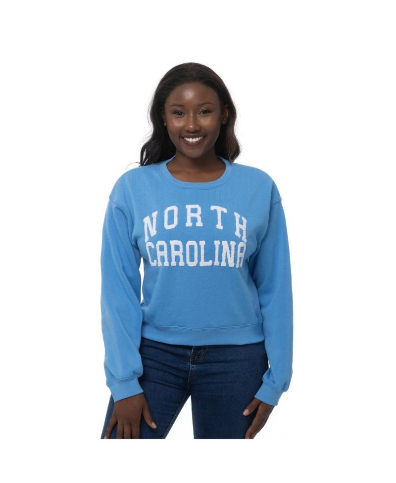 Women's Carolina Blue North Carolina Tar Heels Chenille Cropped Sweatshirt