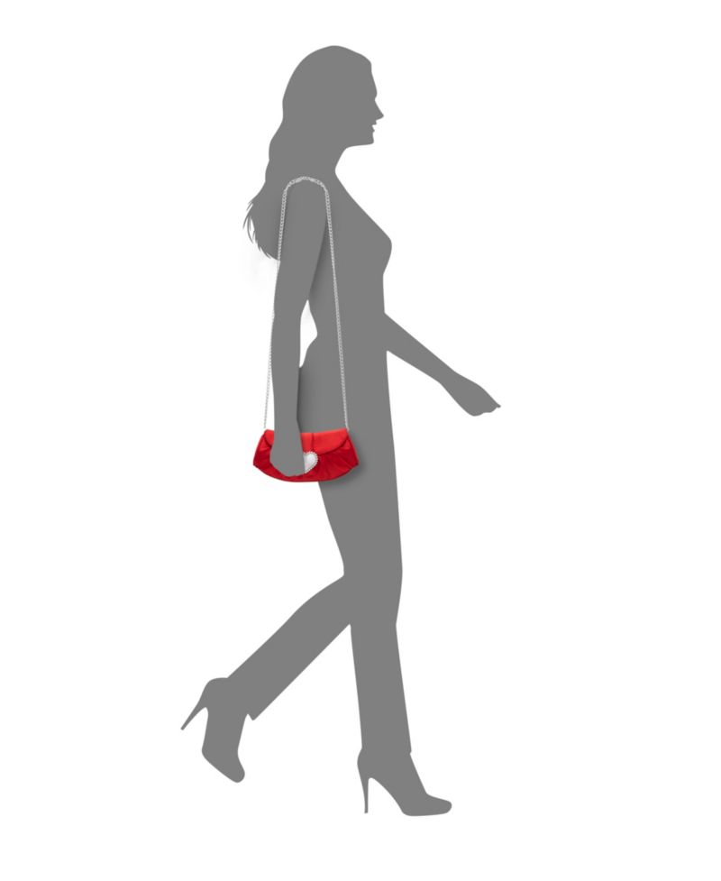Crystal Heart Adorned Clutch Handbag