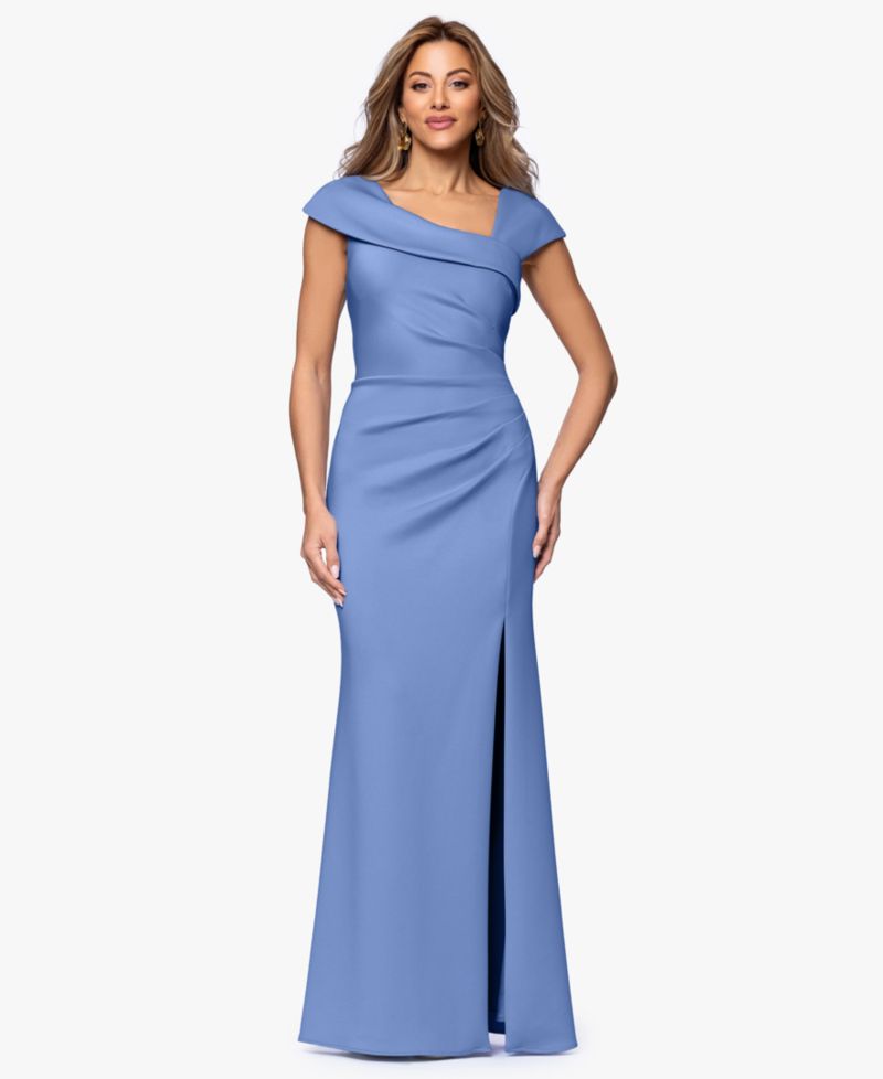 Women's Asymmetric-Neck Side-Slit Gown