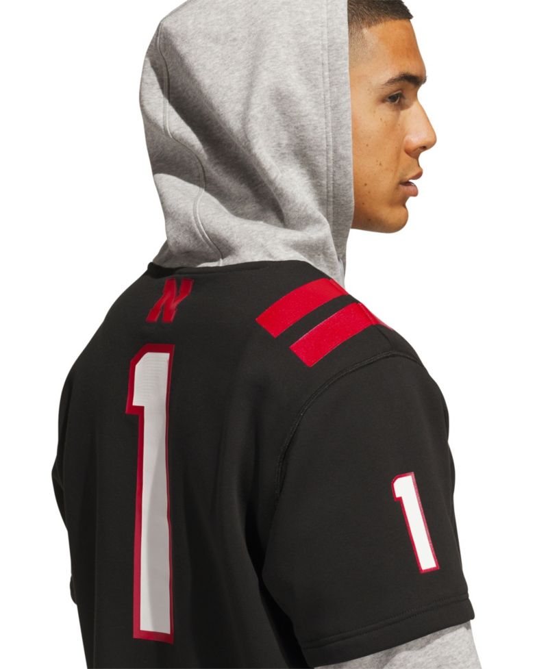 Men's Black Nebraska Huskers Our Red Burns Brighter Strategy Jersey Hoodie