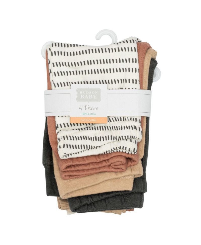 Toddler Boys Hudson 4piece Cotton Pants and Leggings, Modern Neutral Strip