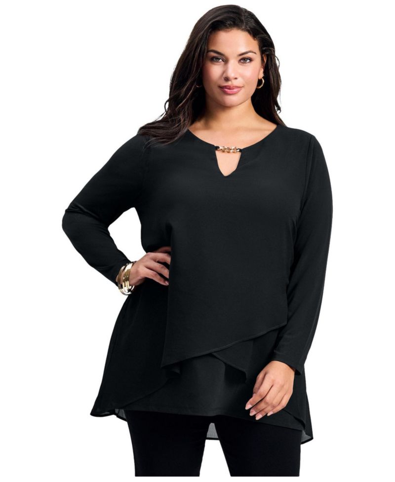 Women's Plus Size Fantasia Overlay Chain Tunic
