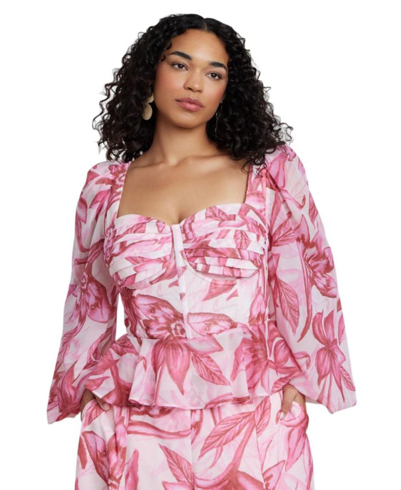 Women's Puff-Sleeve Peplum Top