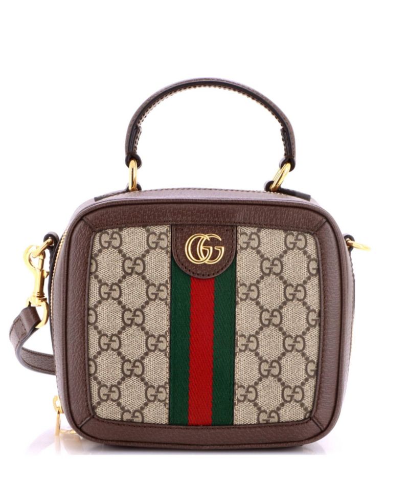 Mini Ophidia Zip Around Top Handle Bag GG Coated Canvas with Leather