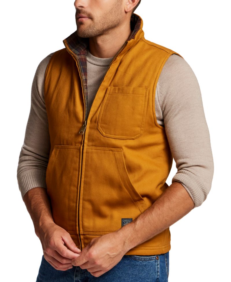 Men's Plaid Flannel Canvas Vest