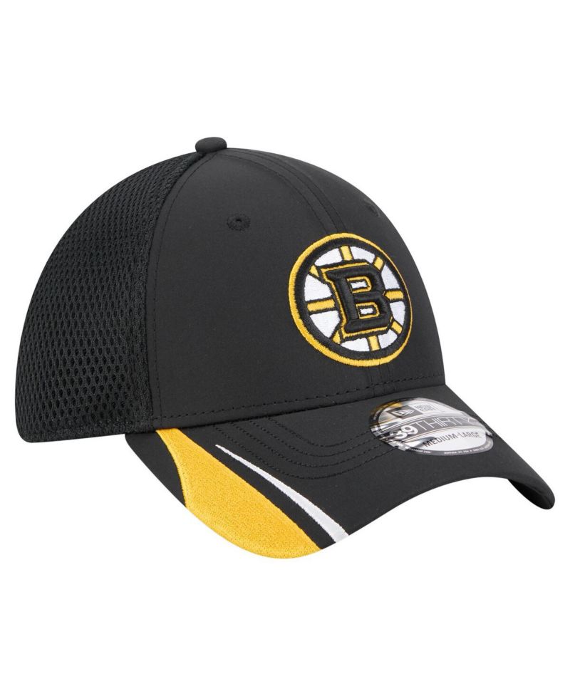 Men's Black Boston Bruins Linear Featherweight 39THIRTY Flex Hat
