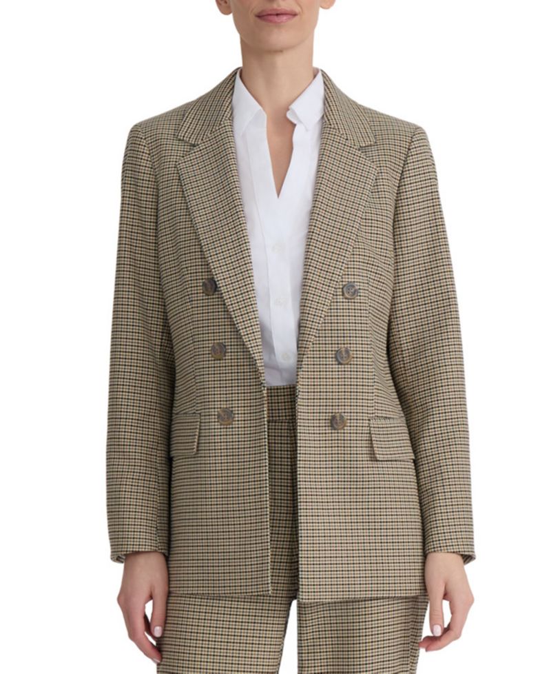 Petite Mini-Houndstooth Faux Double-Breasted Jacket