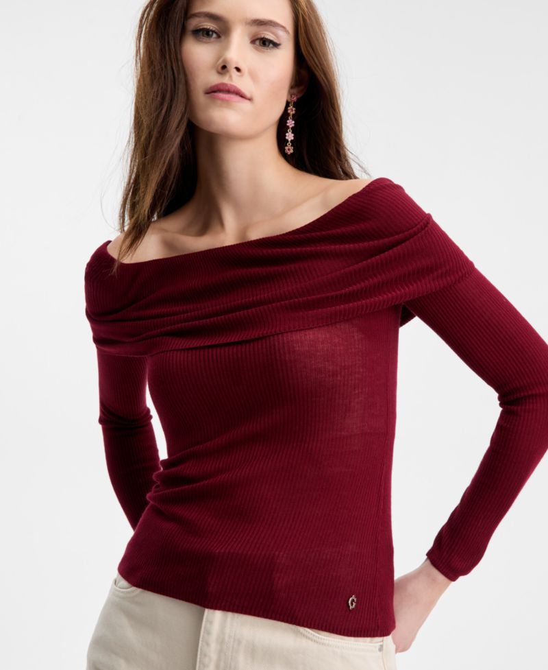 Women's Long Sleeve Off-The-Shoulder MELANIE Rib Sweater