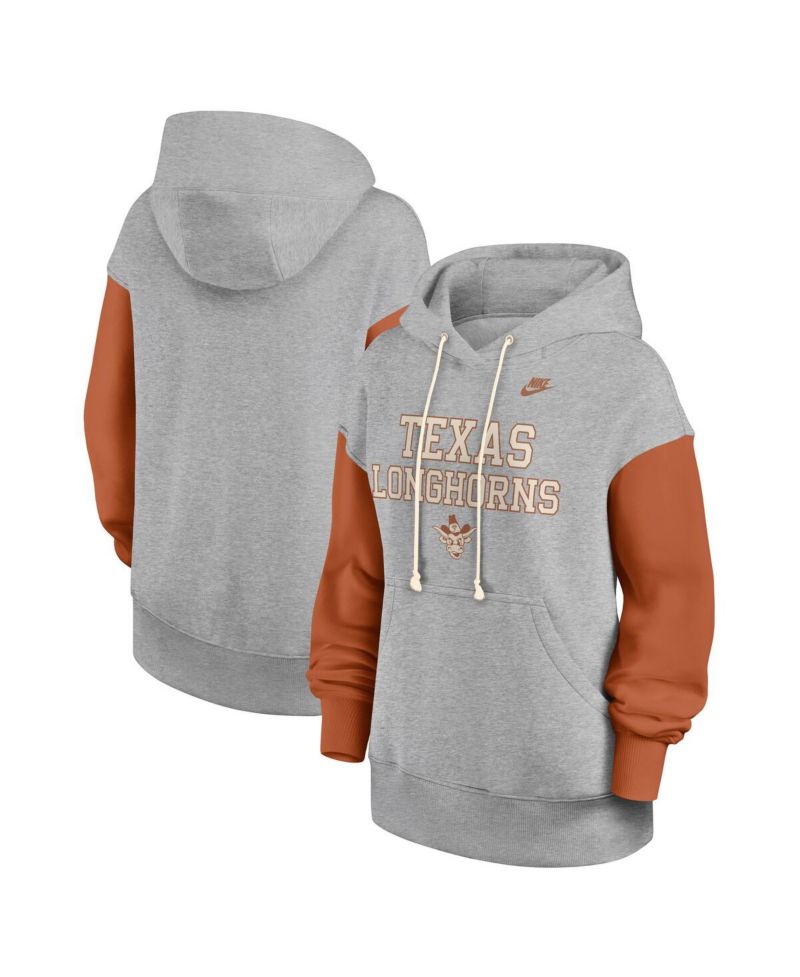 Women's Heather Gray/Texas Orange Texas Longhorns Oversized Legacy Phoenix Pullover Hoodie