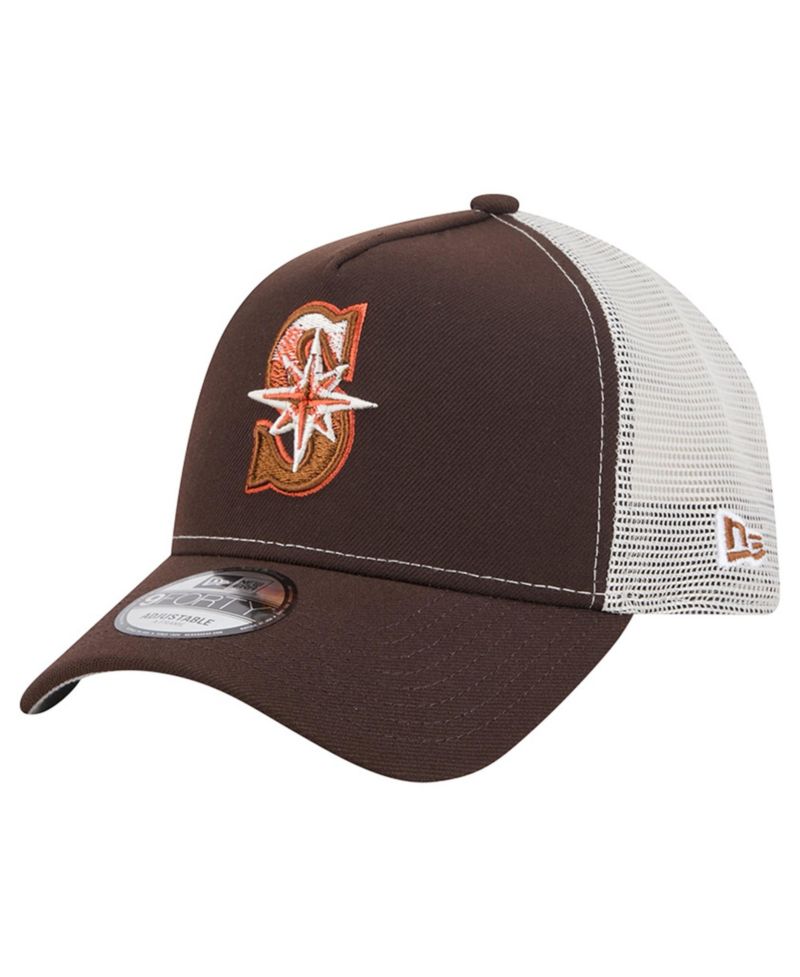 Men's Brown Seattle Mariners Pumpkin Spice A-Frame 9FORTY Adjustable Trucker Hat