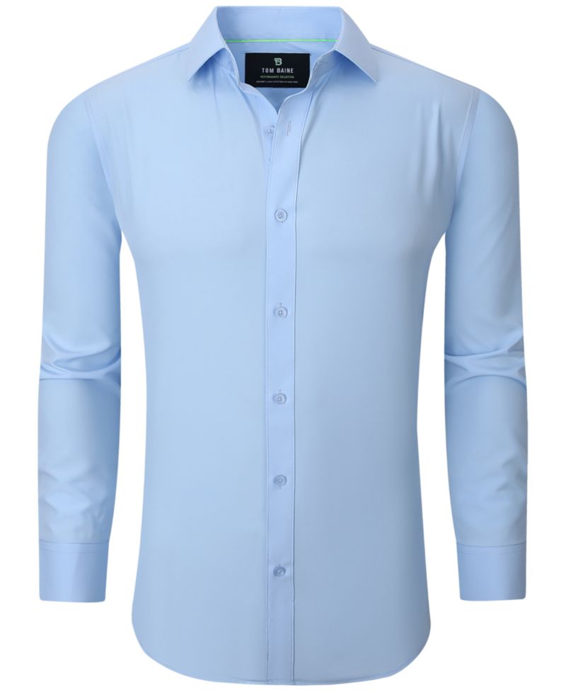 Men Slim Fit Four Way Stretch Solid Dress Shirt