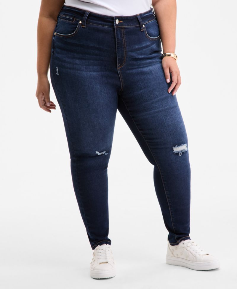 Trendy Plus Size High-Rise Skinny Distressed Jeans