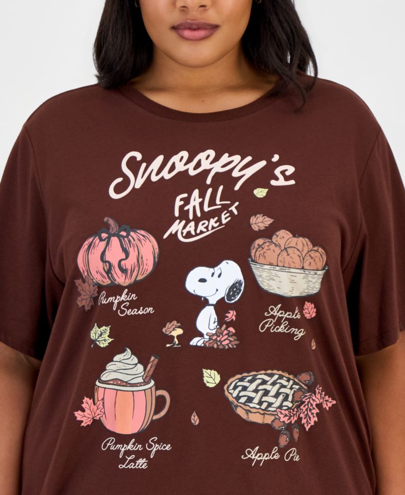 Trendy Plus Size Snoopy Fall Market Graphic T-Shirt
