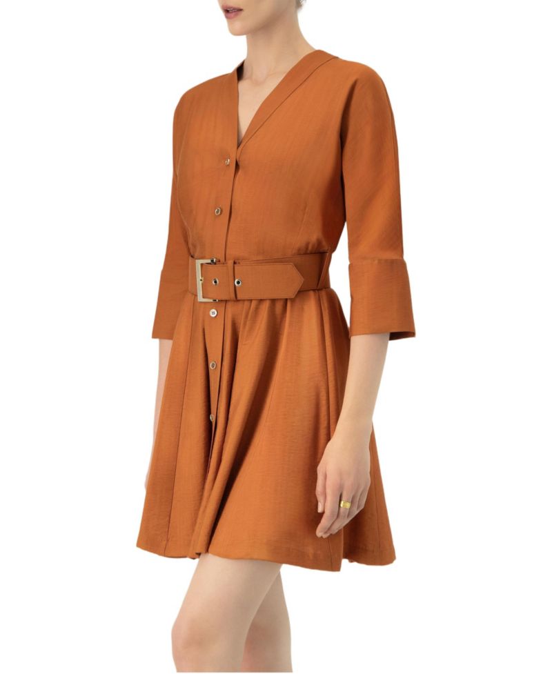 Women's Dolman Sleeve Solid Dress with Belt
